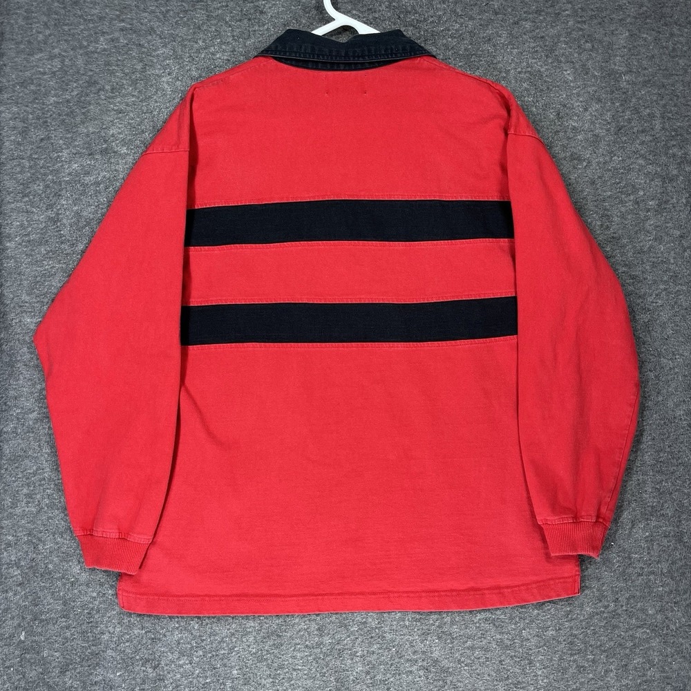 Vintage University of Georgia Bulldogs Rugby Shirt Mens L Red Black Striped SEC - Picture 13 of 14